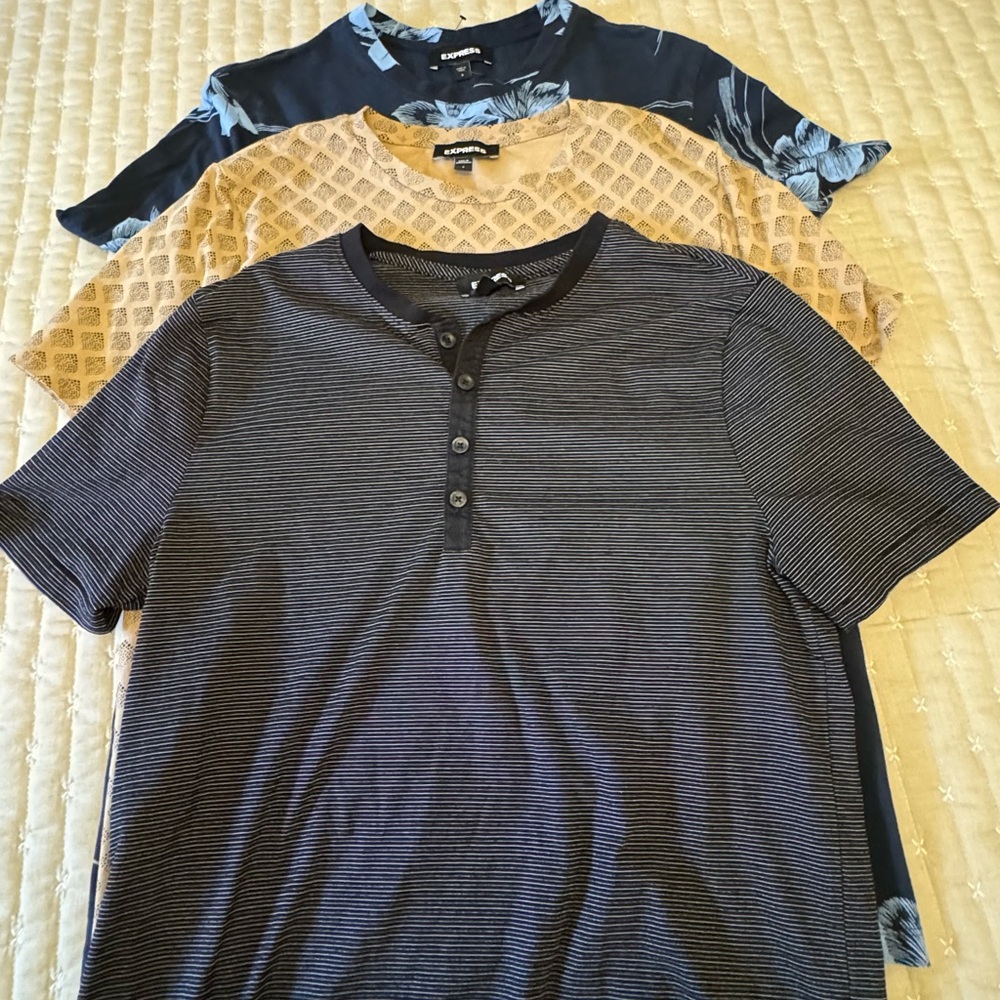 Express Men's Short Sleeve Shirts - Black, Tan, Blue